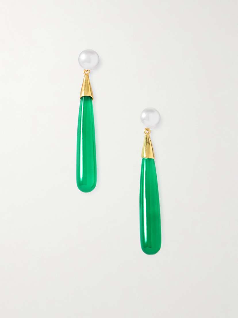 Loren Stewart Vermeil, Crystal And Pearl Earrings