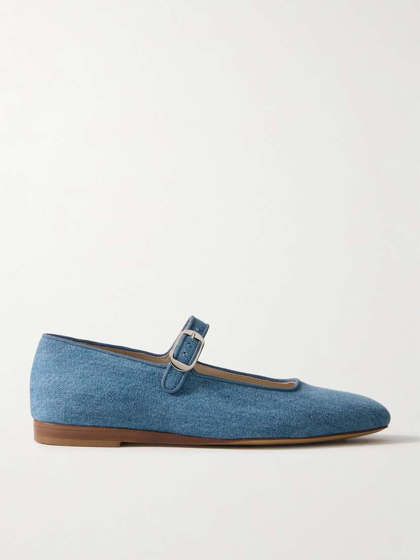 Le Monde Béryl Grosgrain-trimmed Denim Mary Jane Ballet Flats