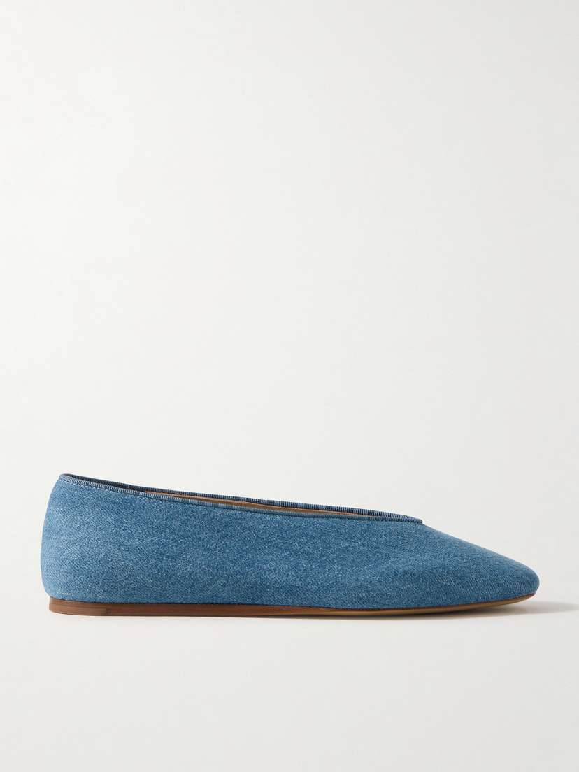Le Monde Béryl Regency Grosgrain-trimmed Denim Ballet Flats