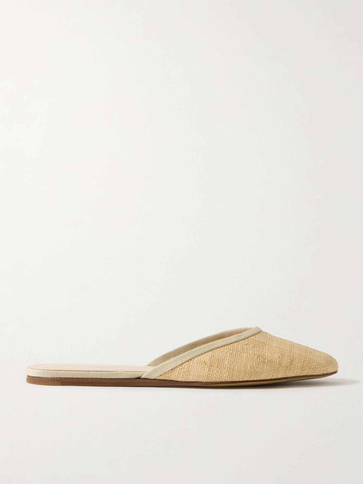 Le Monde Béryl - Regency Grosgrain-trimmed Raffia Mules - Sand