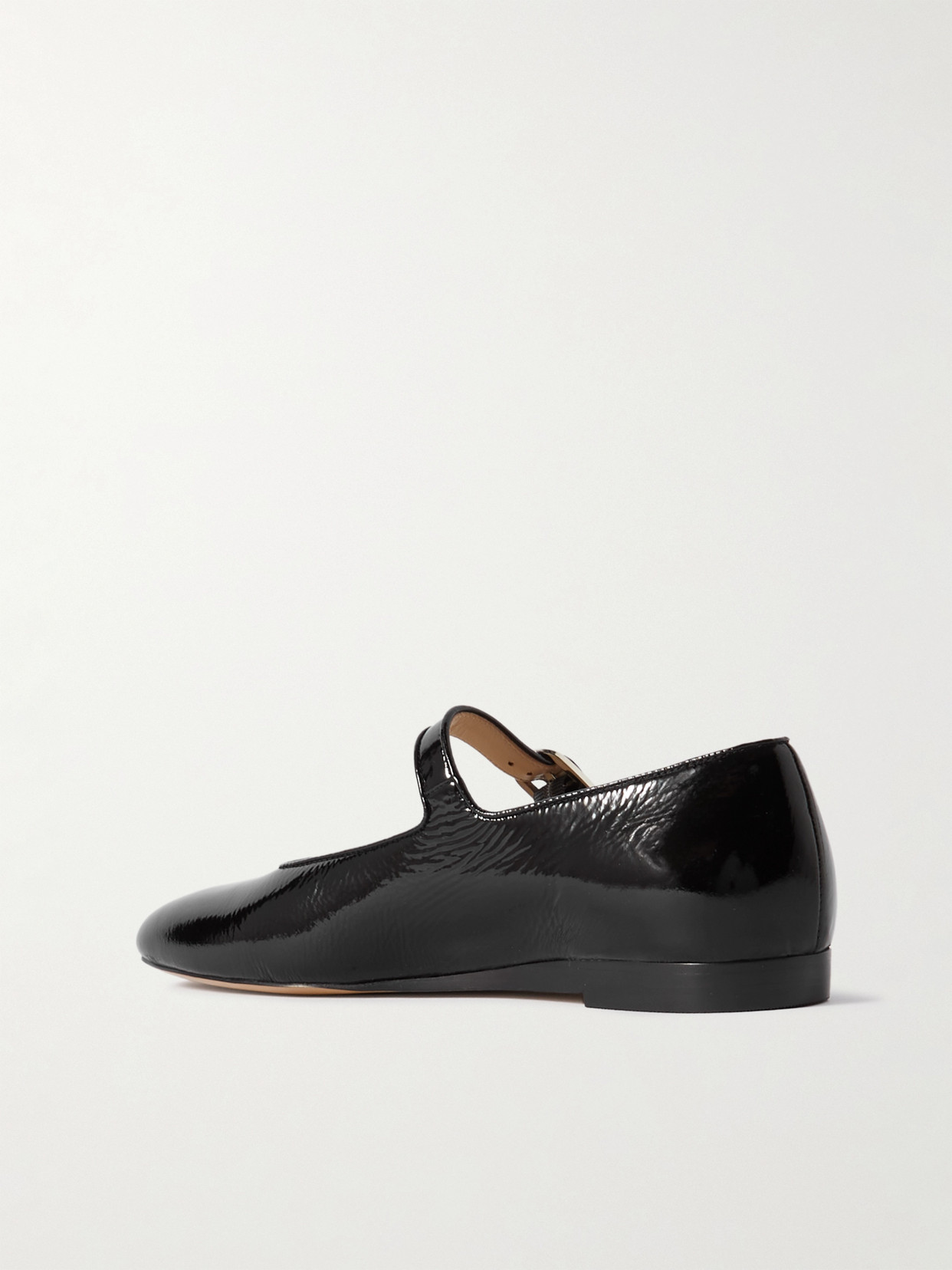 Le Monde Beryl Crinkled Patent-leather Mary Jane Ballet Flats In Black
