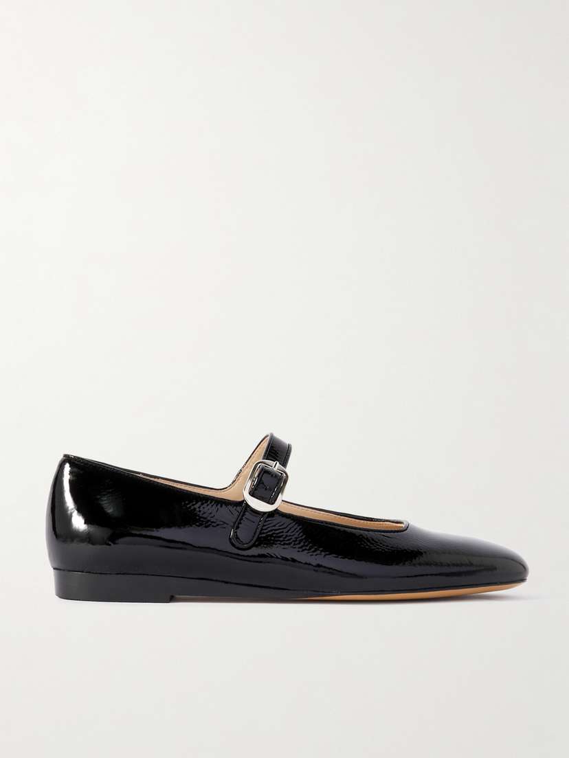 Le Monde Béryl Crinkled Patent-leather Mary Jane Ballet Flats