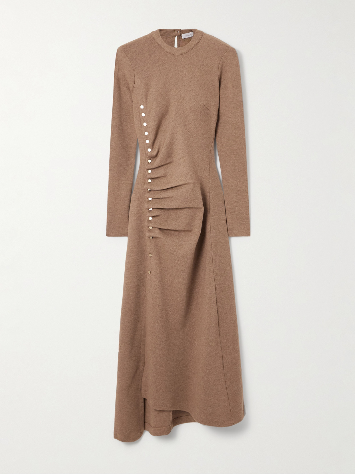 Rabanne - Gathered Stretch-wool Jersey Maxi Dress - Neutrals
