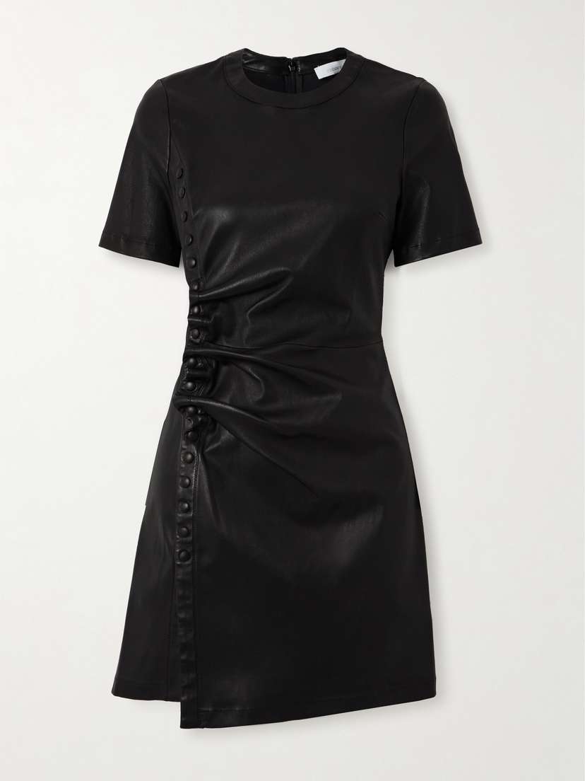 Rabanne Gathered Leather Mini Dress