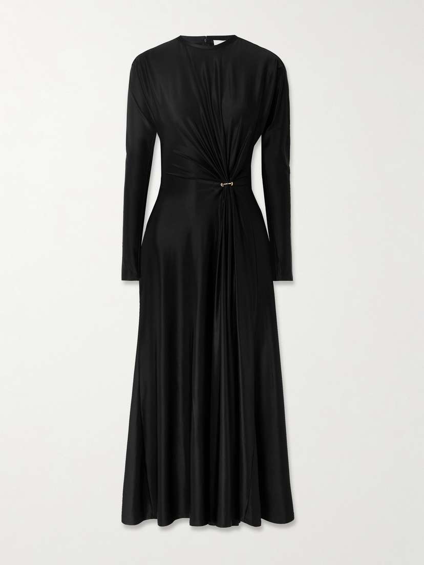 Rabanne Gathered Ring-embellished Stretch-jersey Gown