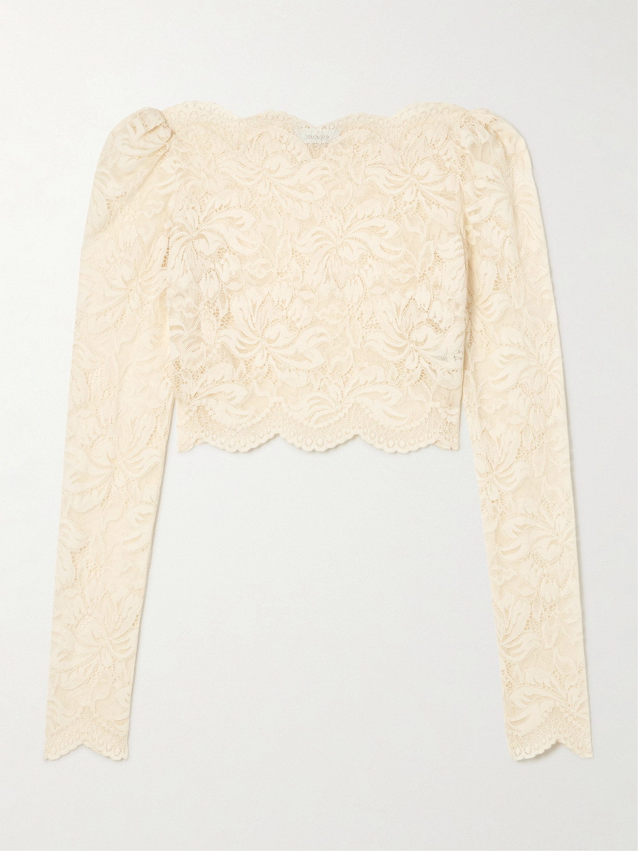 Rabanne Scalloped Cropped Lace Top In White