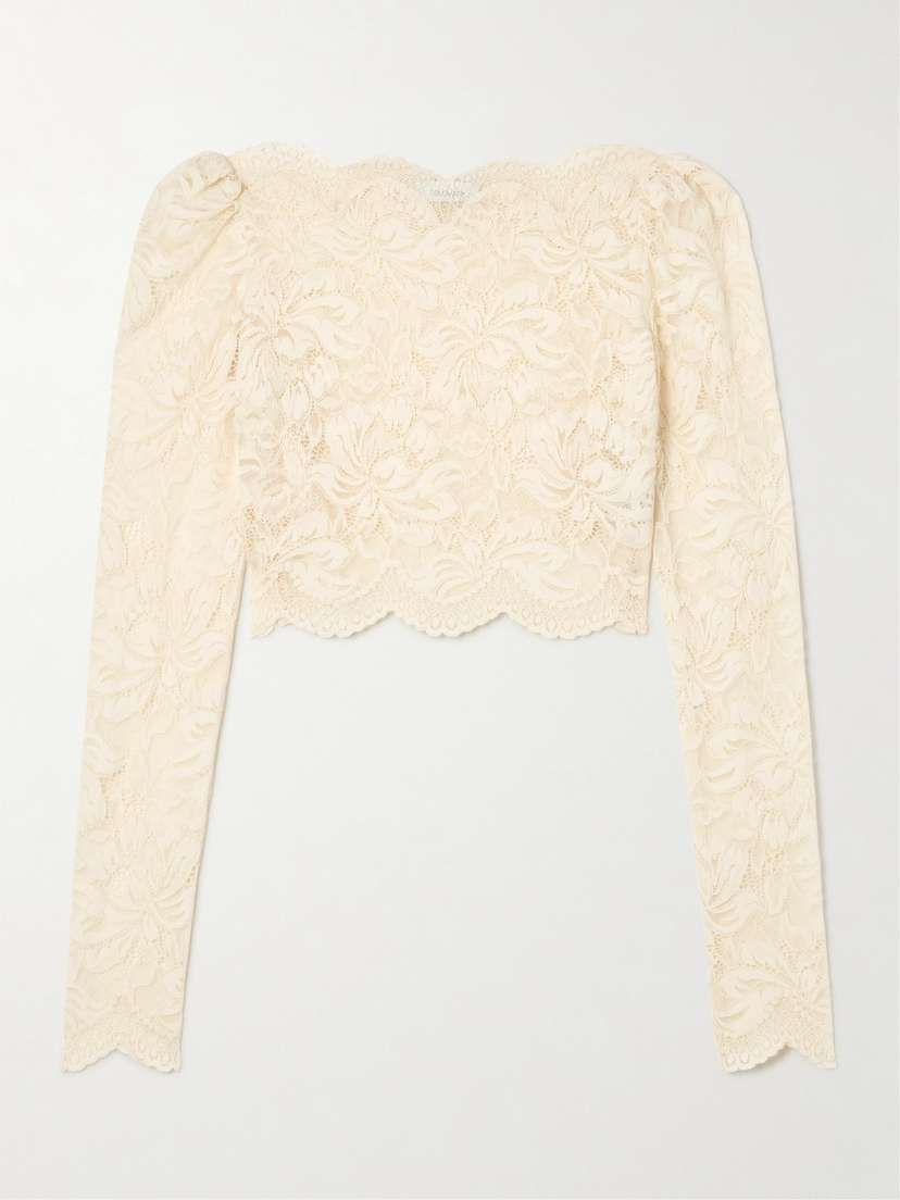 Rabanne Scalloped Cropped Lace Top