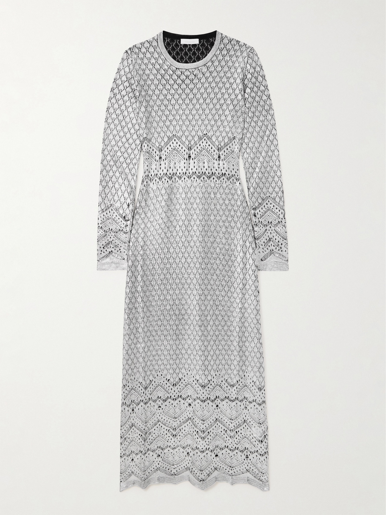Rabanne - Metallic Open-knit Maxi Dress - Silver