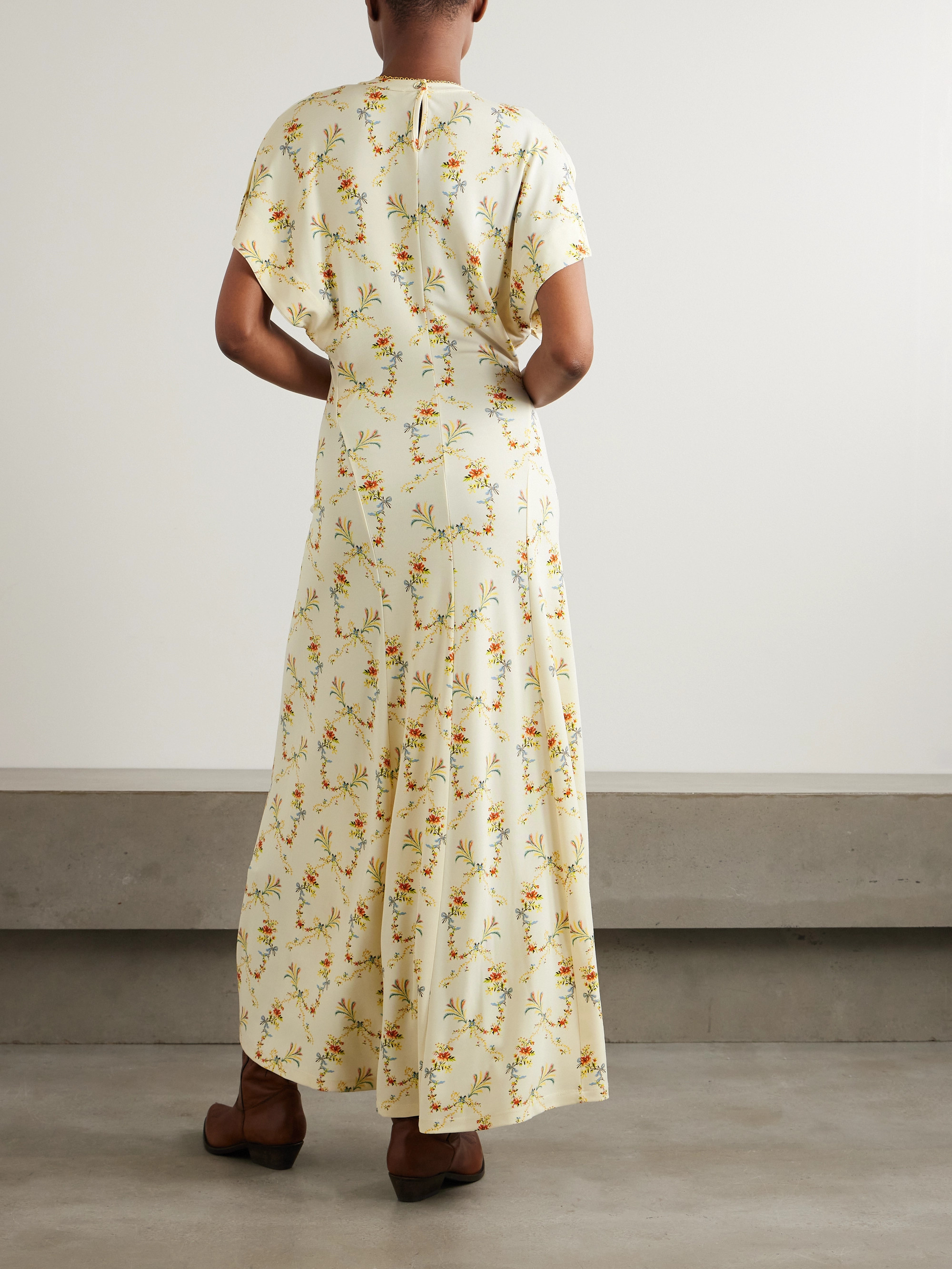 Rabanne Embellished floral-print stretch-satin maxi dress thumbnail