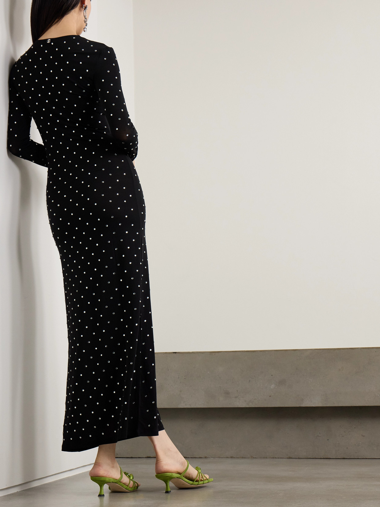 Rabanne Beaded Robe Dress Black In Black