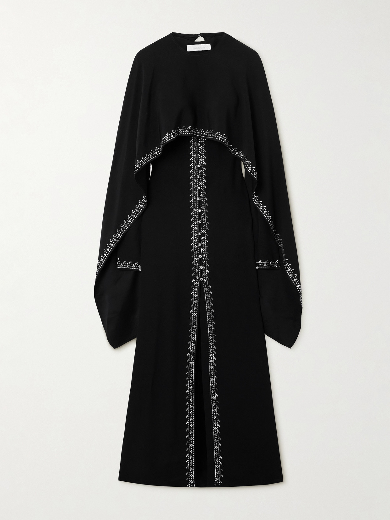 Rabanne - Convertible Cape-effect Studded Satin-crepe Maxi Dress - Black