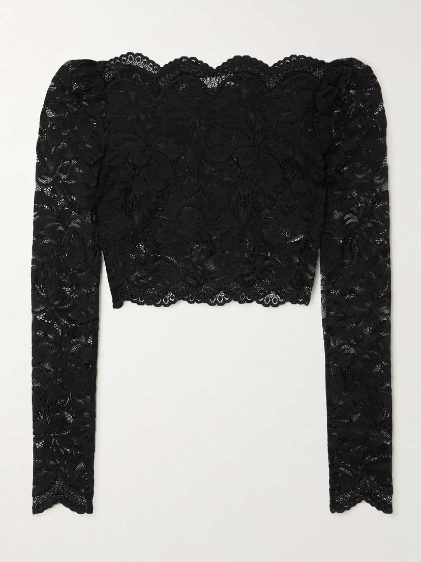 Rabanne Cropped Scalloped Stretch-lace Top