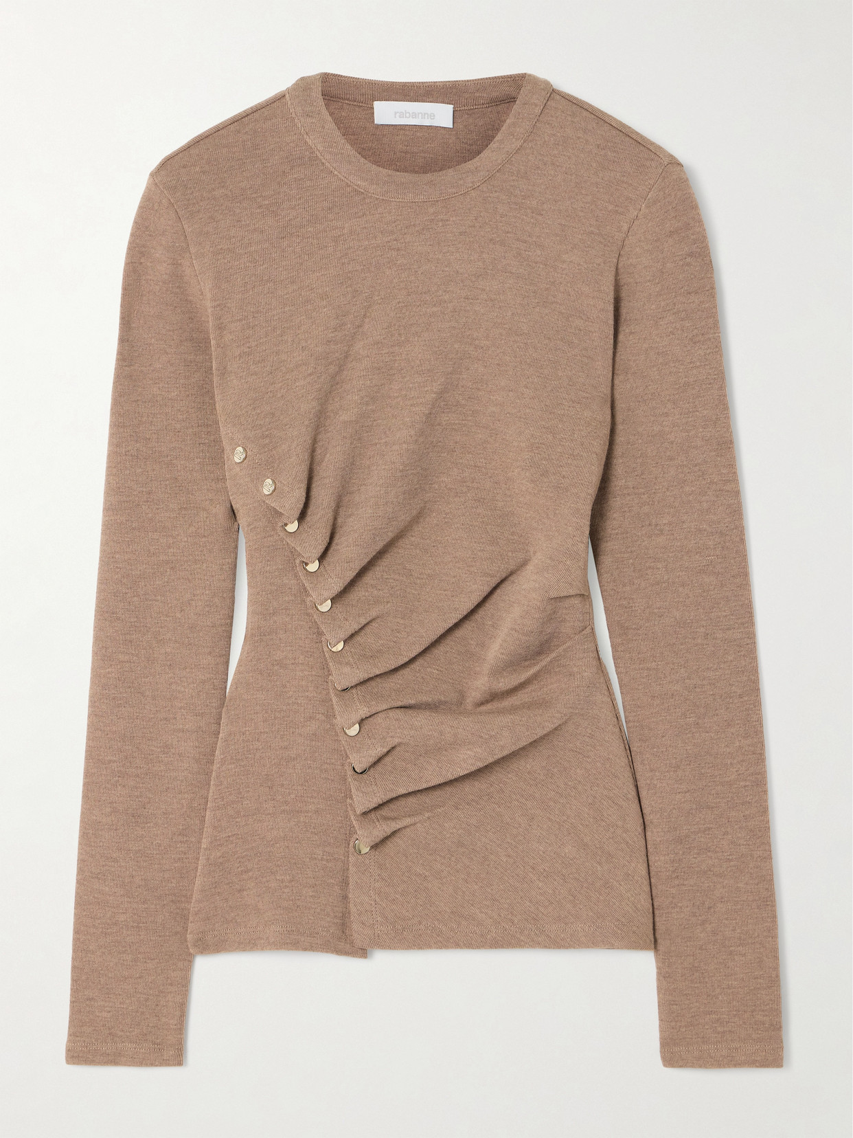 Rabanne - Embellished Wool-blend T-shirt - Neutrals