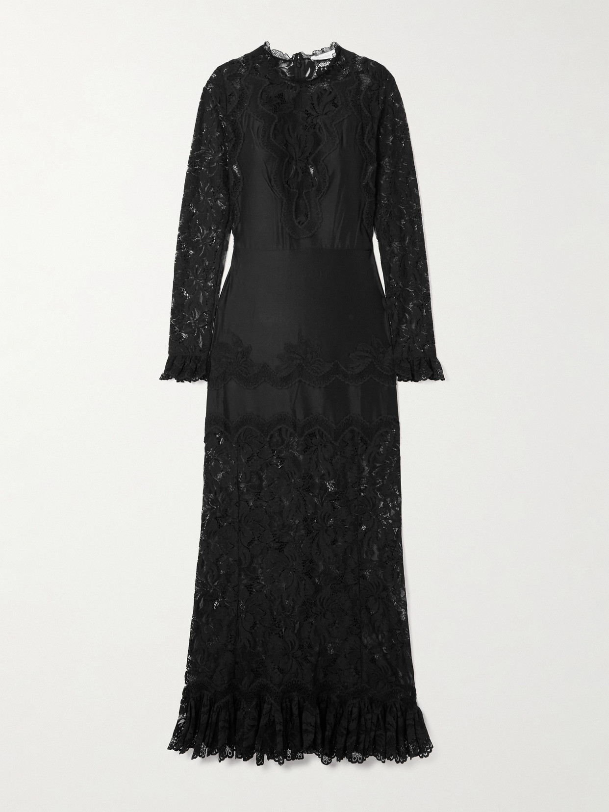 Rabanne - Satin-trimmed Lace Gown - Black