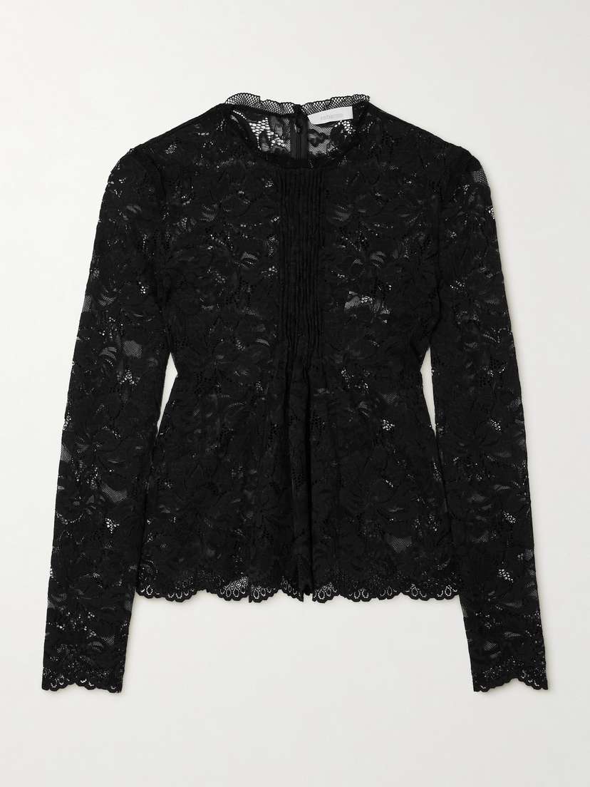 Rabanne Scalloped Pintucked Stretch-lace Top