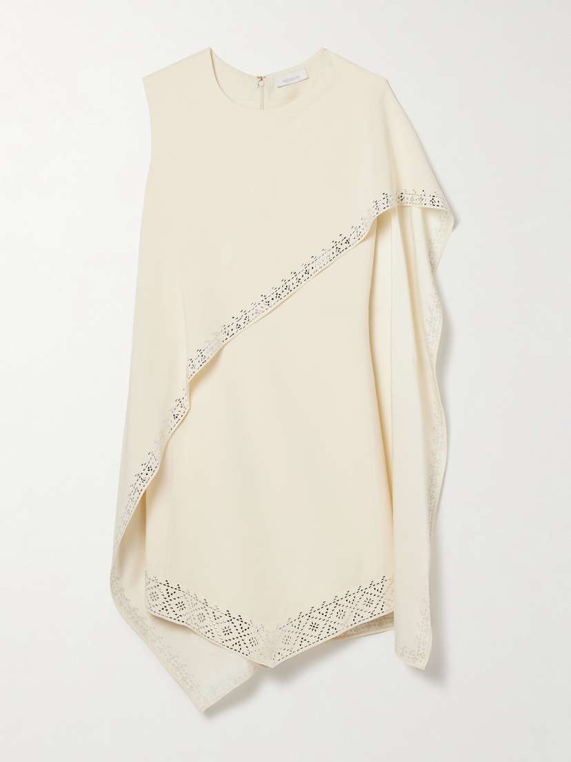 Rabanne Embellished Asymmetric Cape-effect Crepe Mini Dress