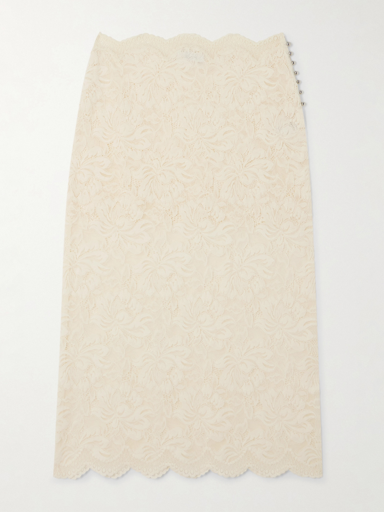 Rabanne Scalloped Lace Midi Skirt In White