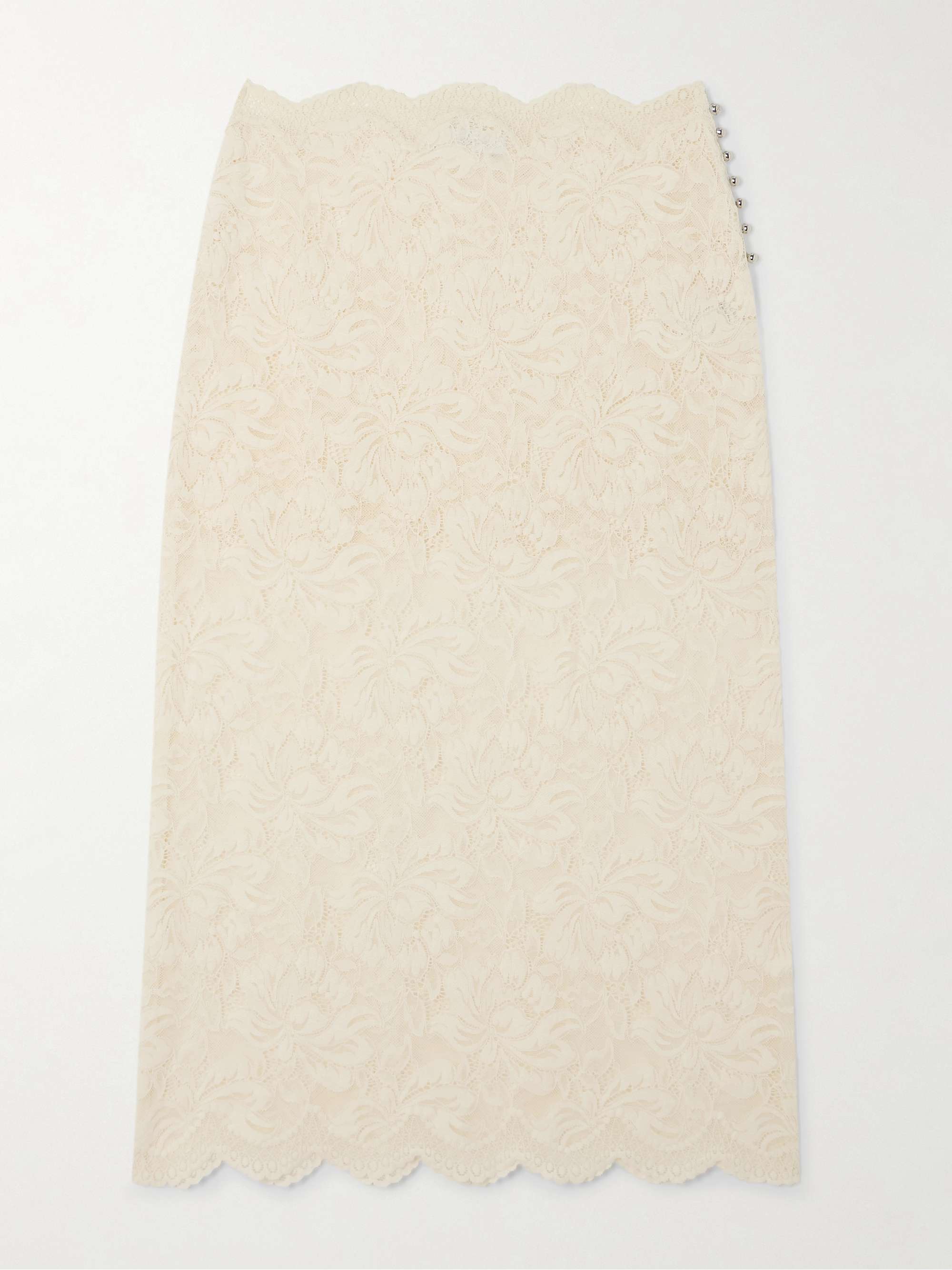 RABANNE Scalloped lace midi skirt NET A PORTER