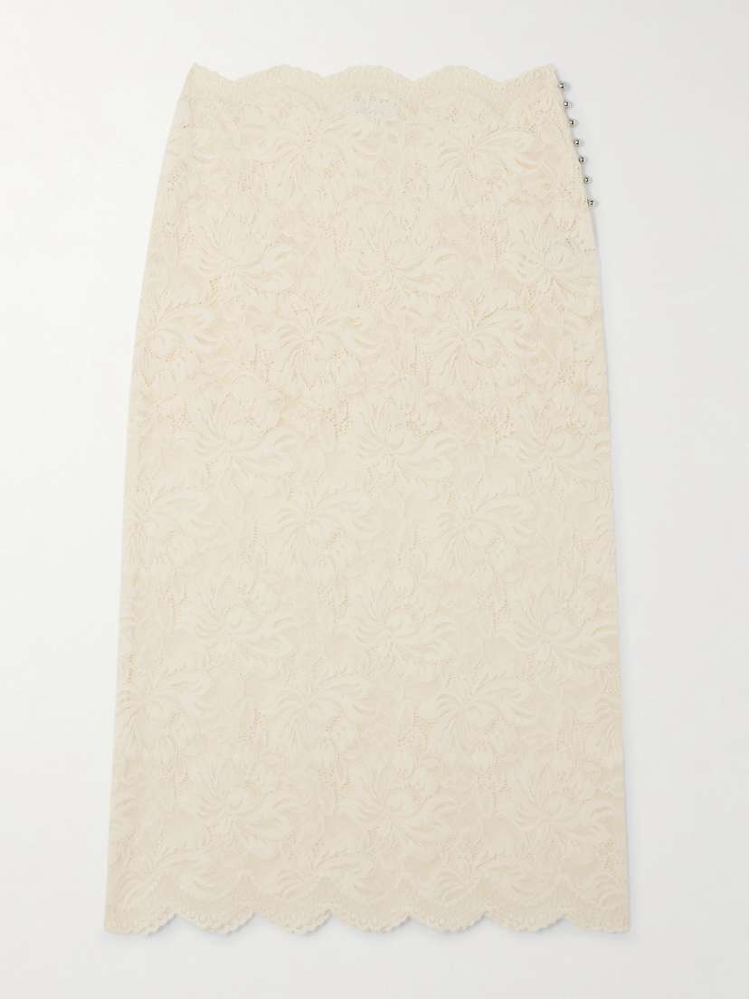 Rabanne Scalloped Lace Midi Skirt