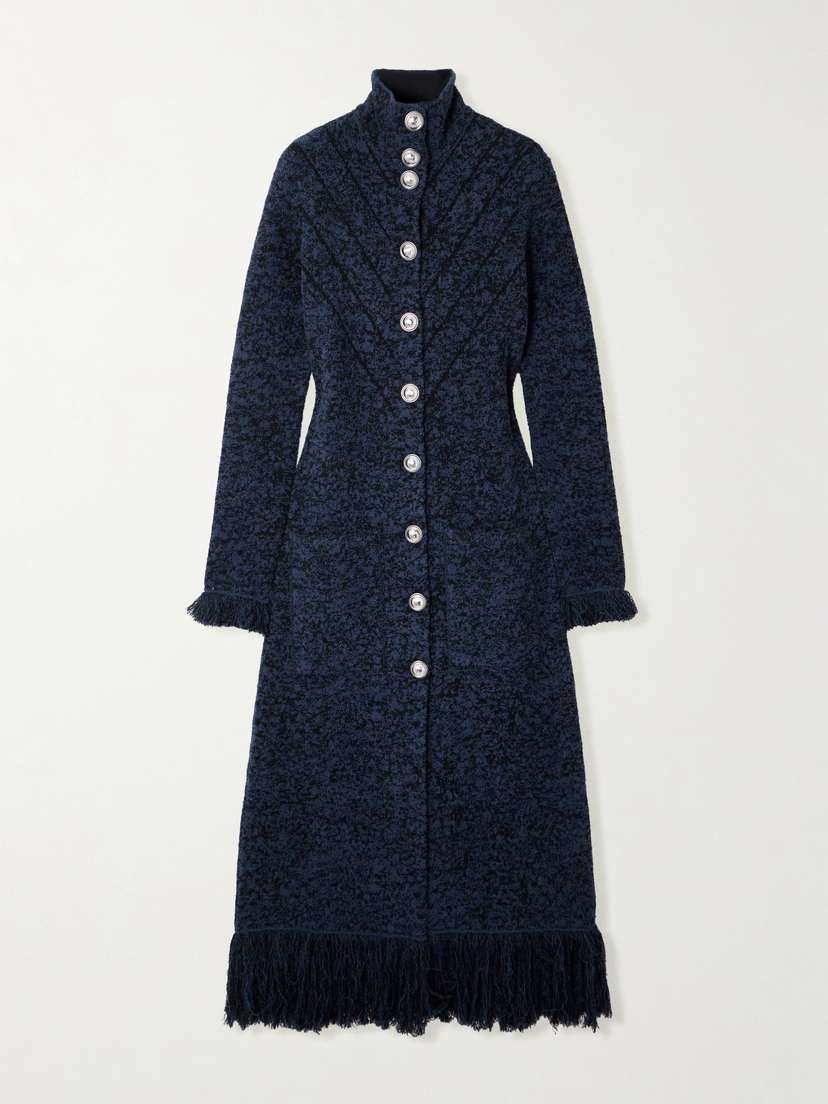 Rabanne Fringed Wool-blend Bouclé Coat - x large