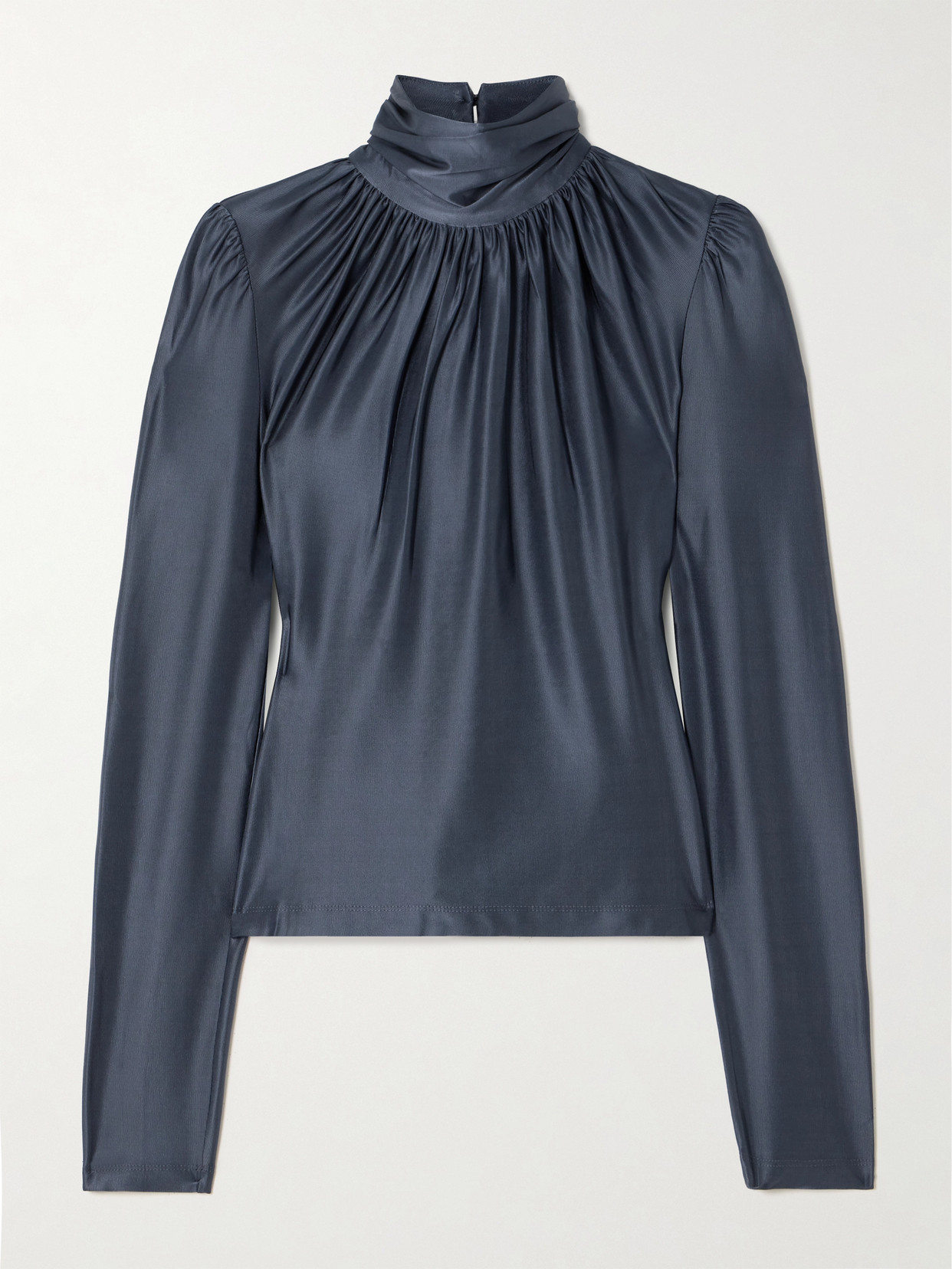 Rabanne - Gathered Stretch-satin Top - Blue