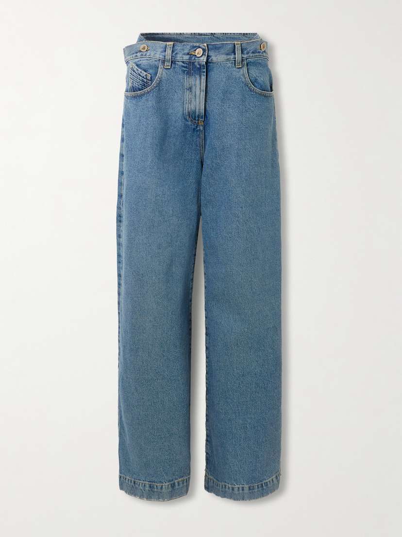 The Attico Layered High-rise Wide-leg Jeans