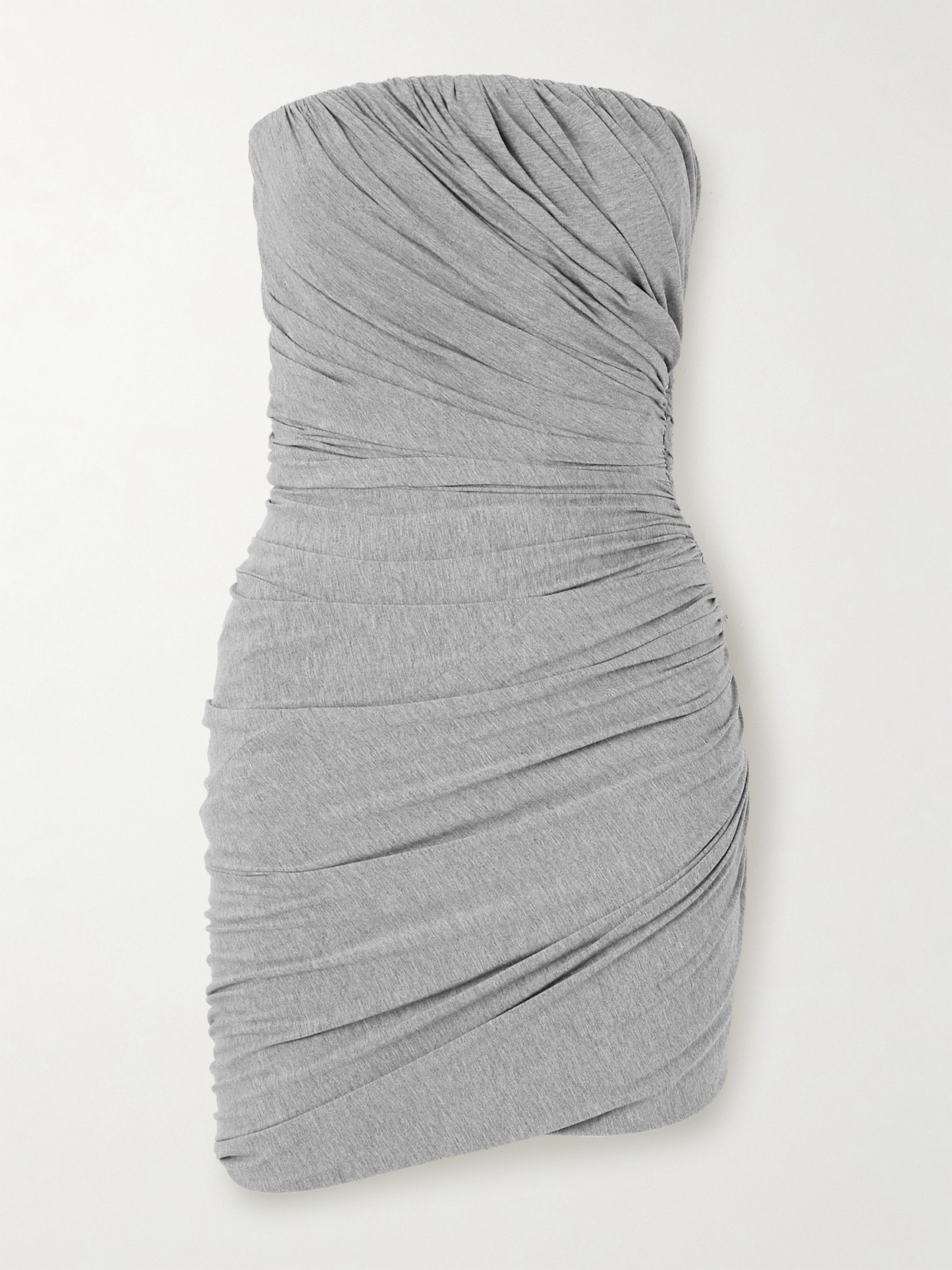 The Attico - Abito Strapless Ruched Jersey Mini Dress - Gray