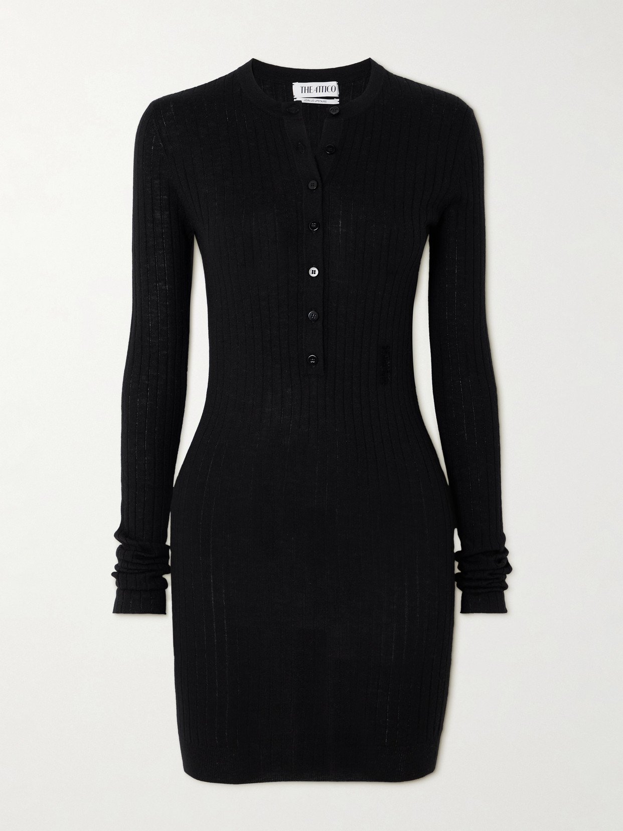 The Attico - Ribbed-knit Cashmere Mini Dress - Black