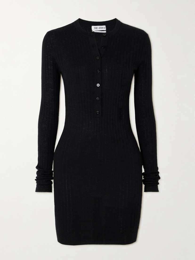 The Attico Ribbed-knit Cashmere Mini Dress
