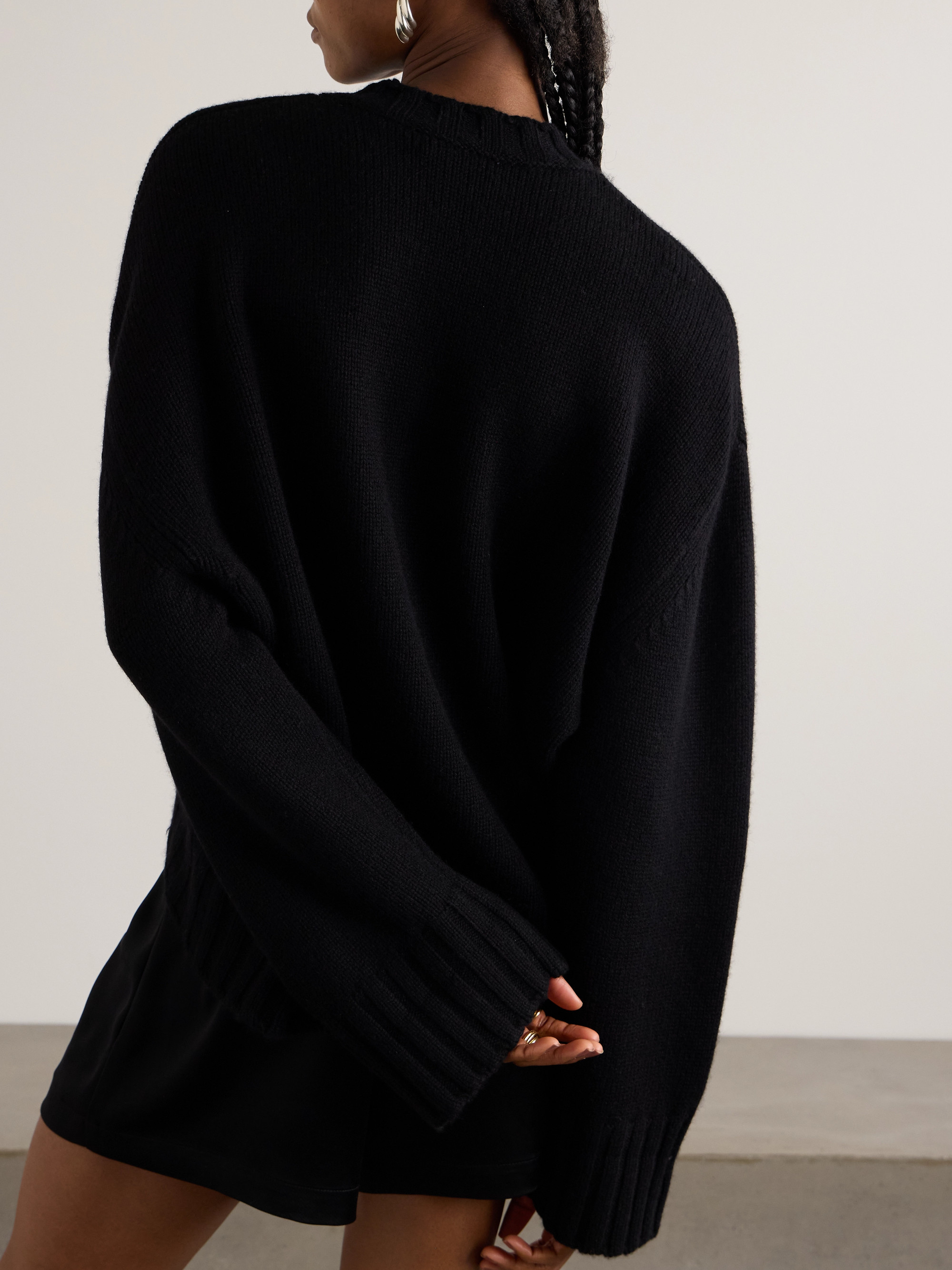 THE ATTICO Asymmetric wool and cashmere-blend sweater