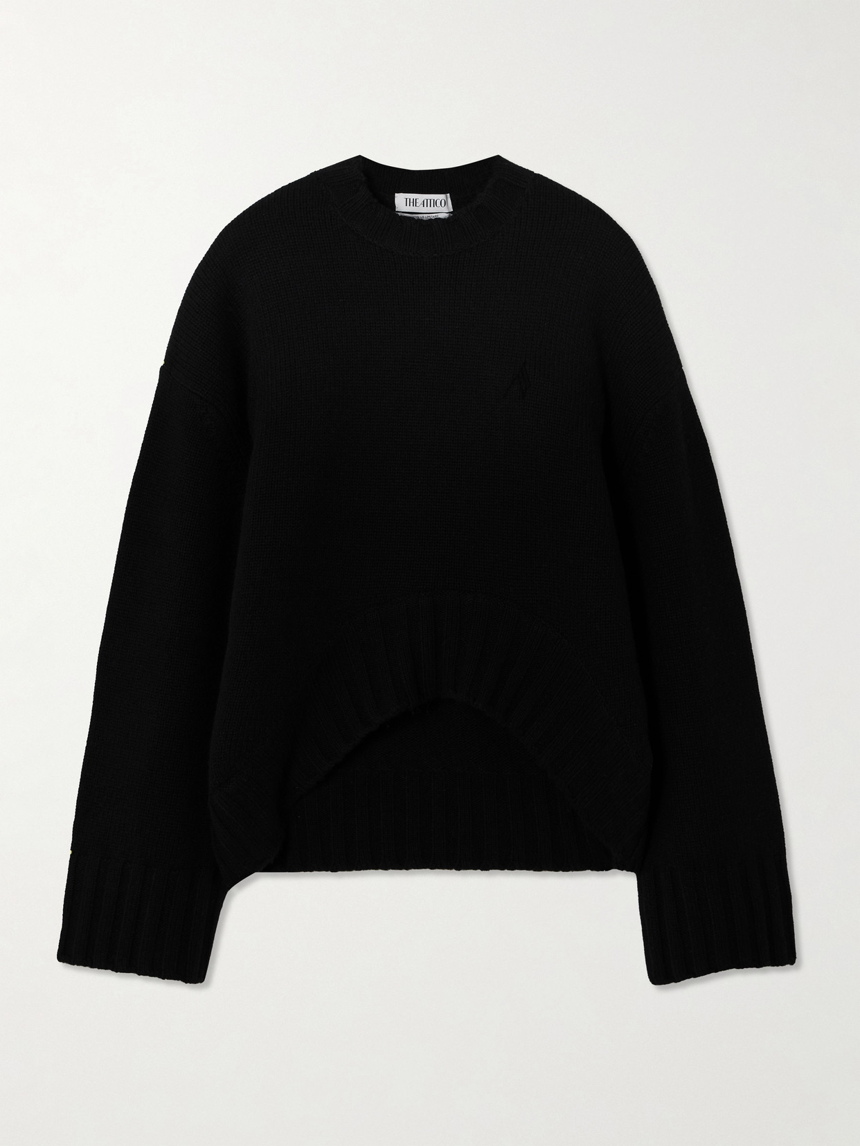 Attico Asymmetric Wool And Cashmere-blend Sweater In Black