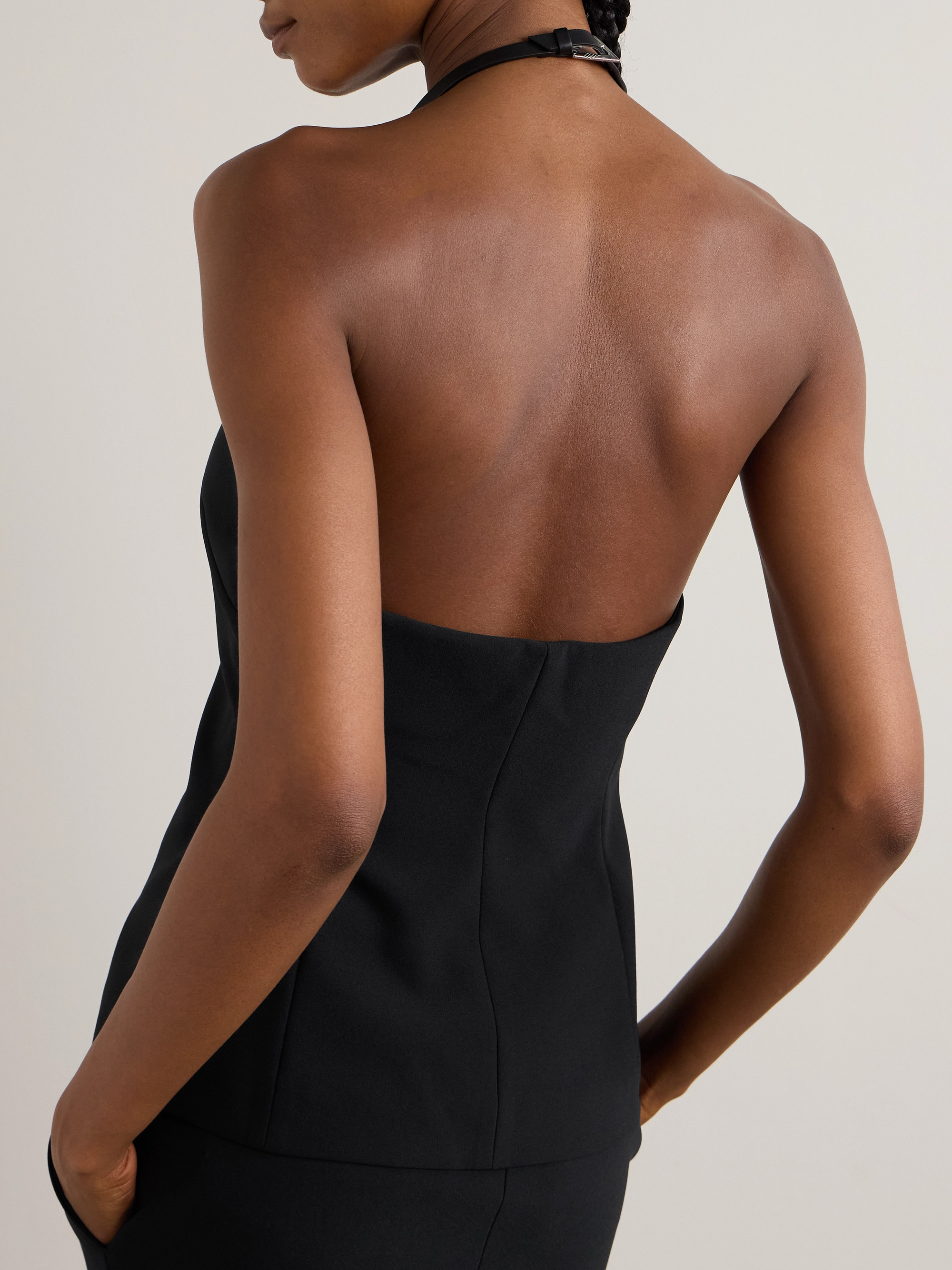 THE ATTICO Buckled cady halterneck top thumbnail