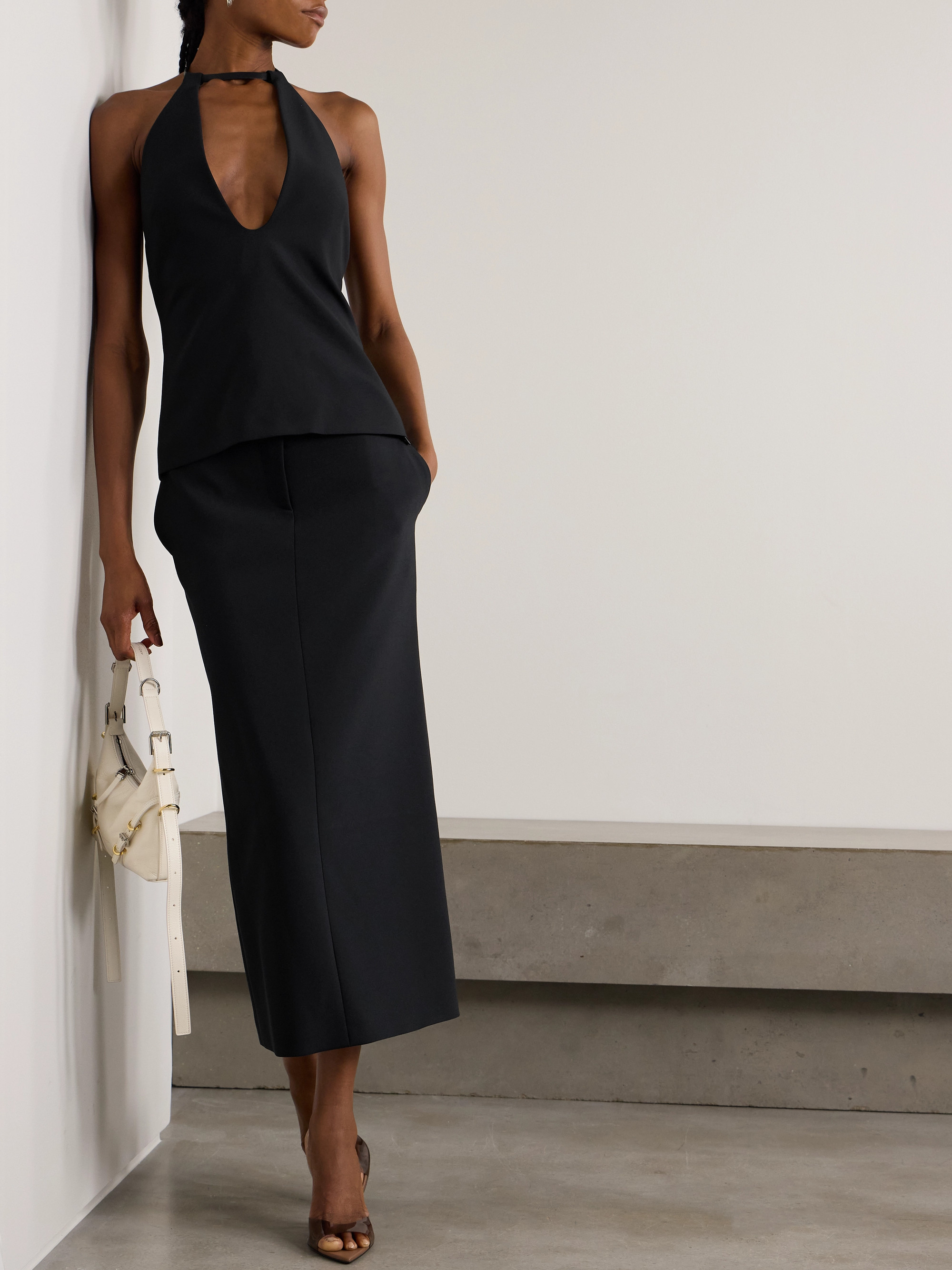 THE ATTICO Buckled cady halterneck top