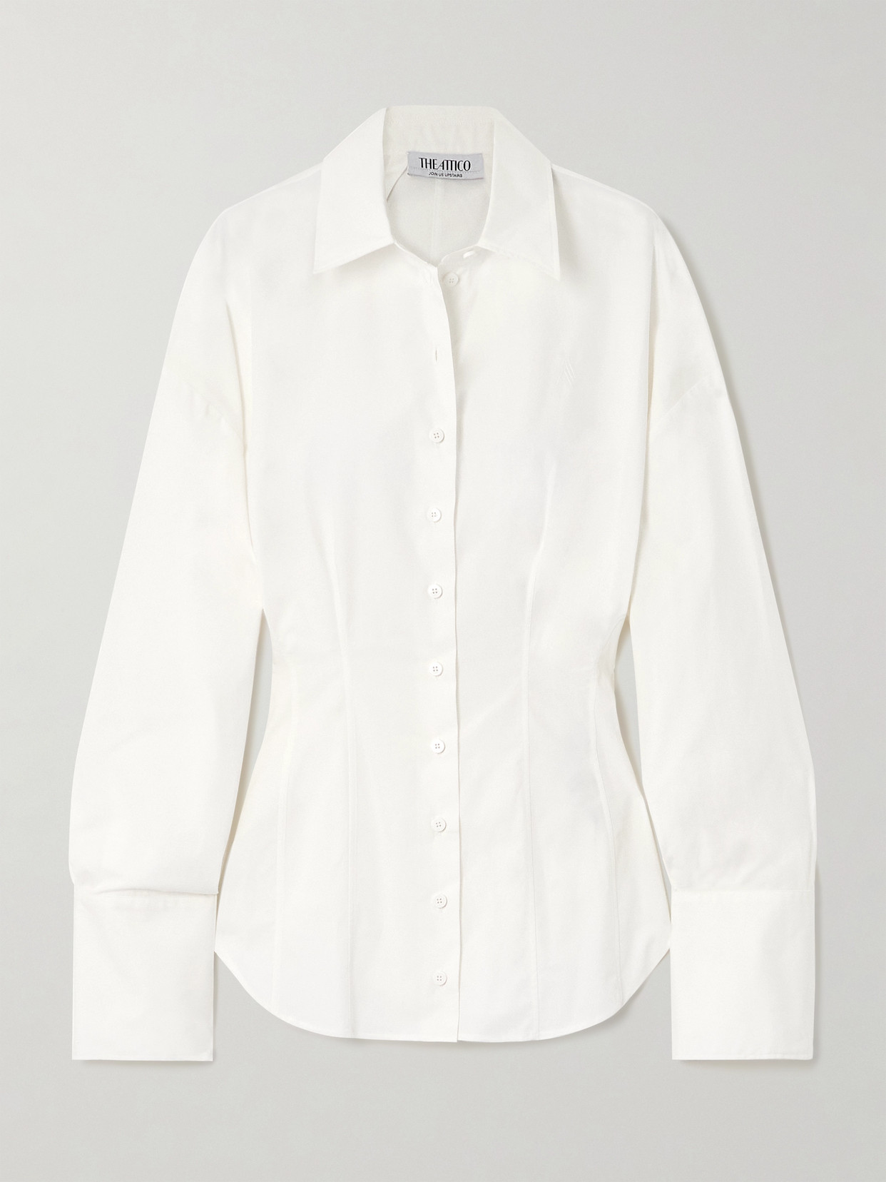 Attico Pleated Cotton-poplin Shirt In White