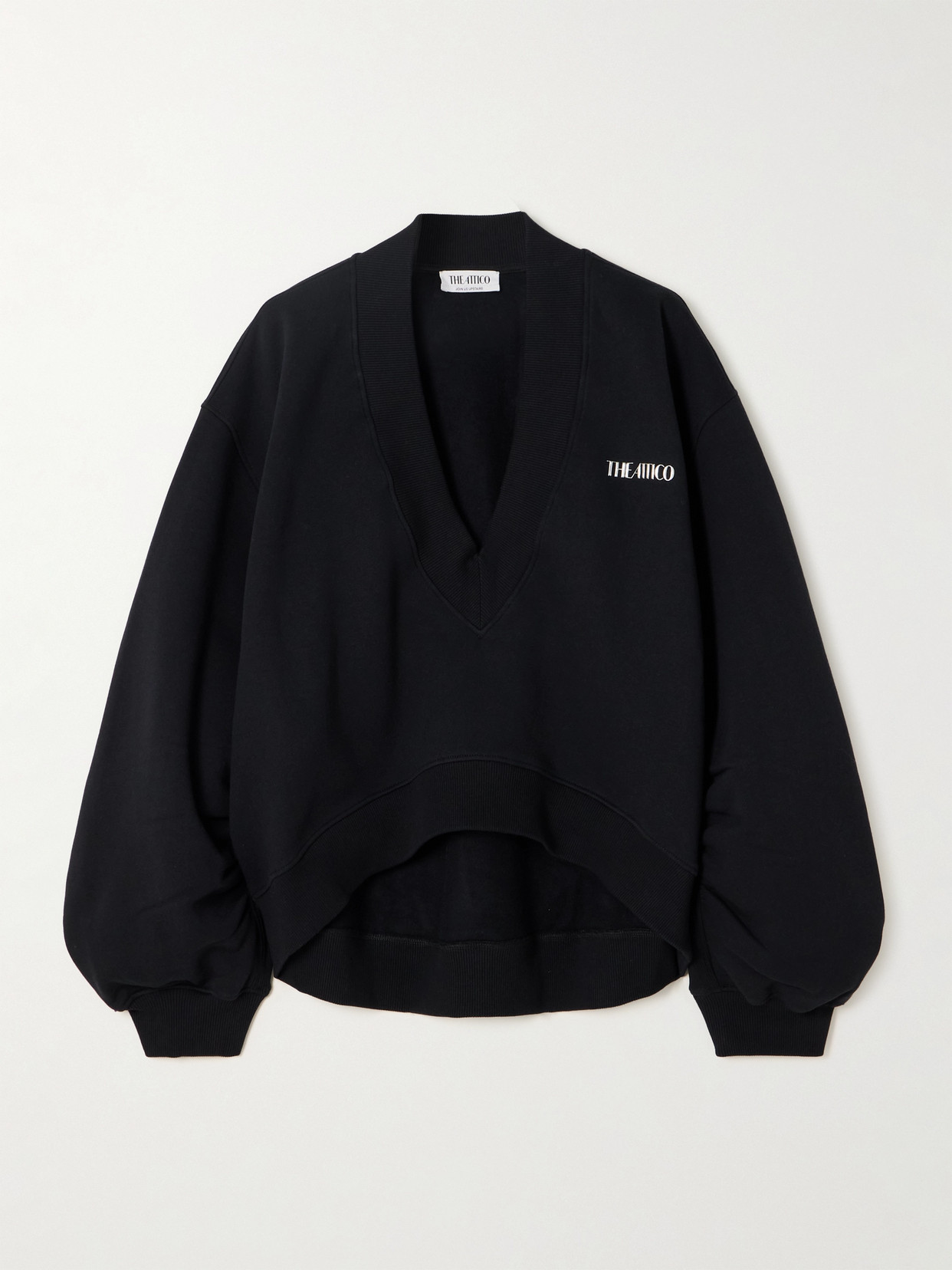 Attico Oversized Logo-embellished Cotton-blend Jersey Sweatshirt In Black