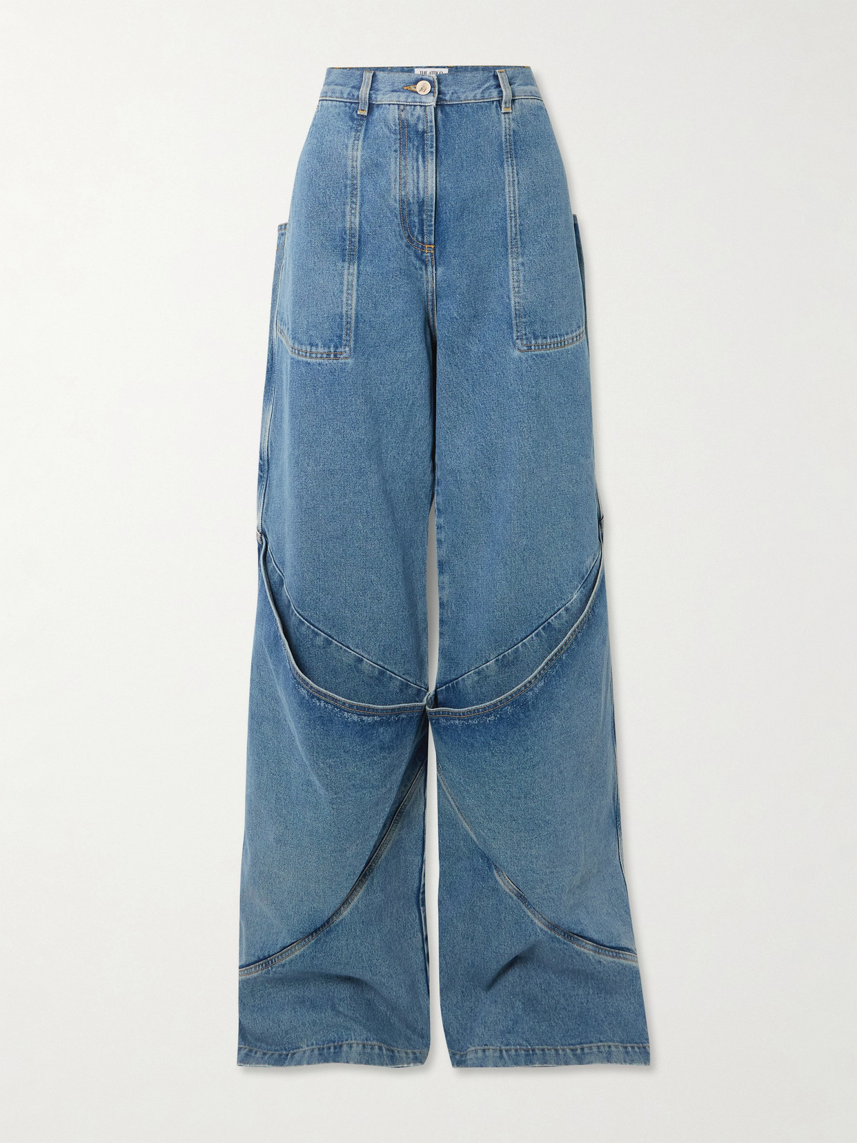 The Attico - Layered Paneled High-rise Wide-leg Jeans - Blue