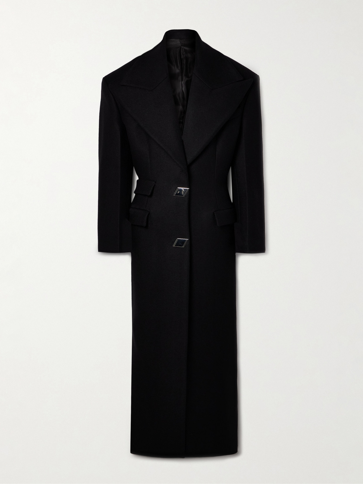 Attico Buttoned Long Coat In Black