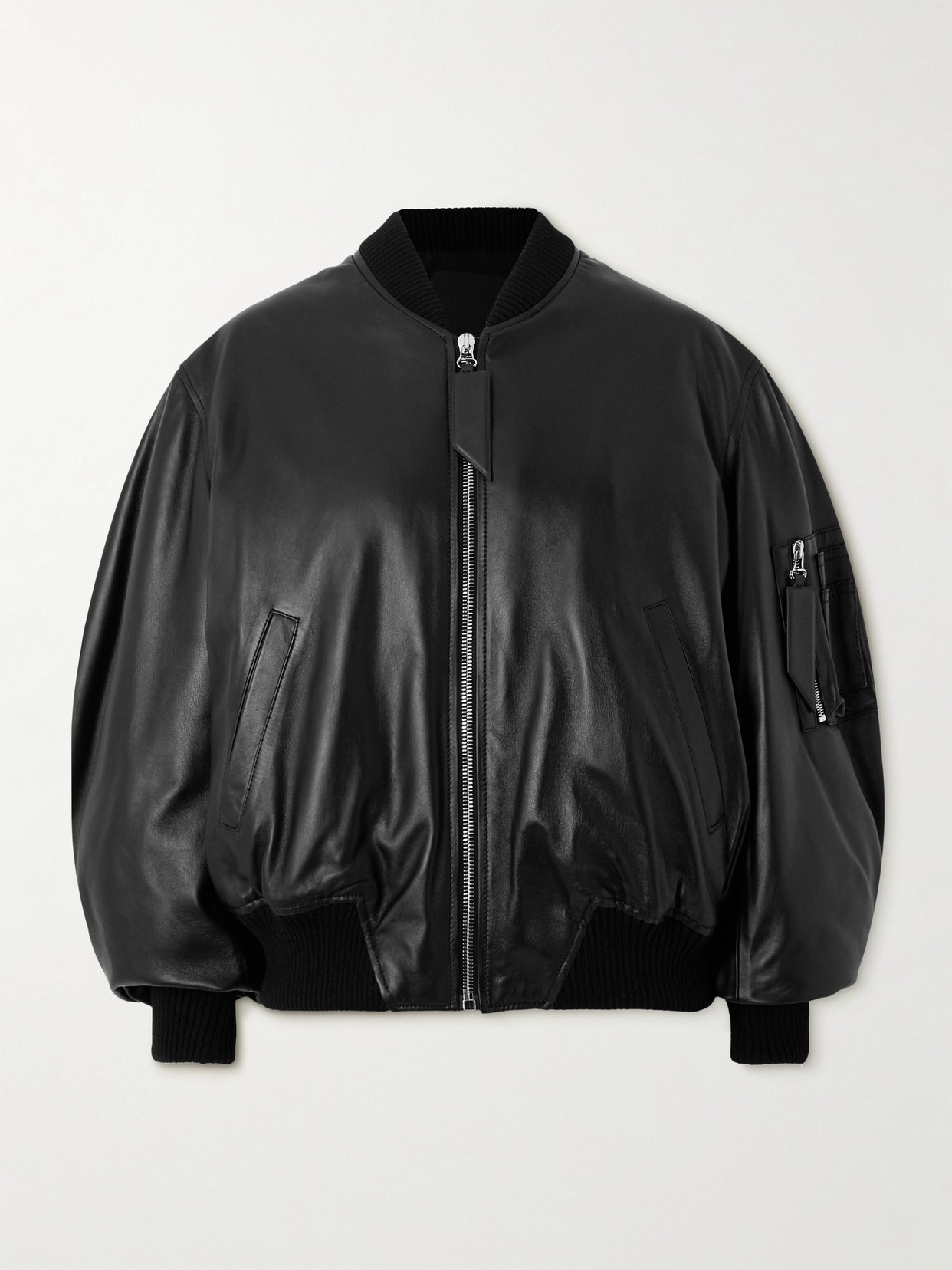 Attico Anja Bomber Leather Jacket In Black