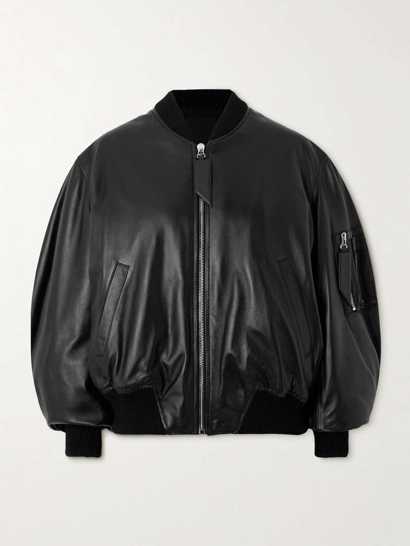 The Attico Anja Oversized Leather Bomber Jacket