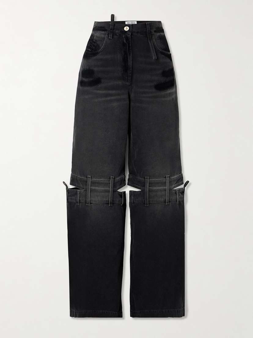 The Attico Cutout High-rise Wide-leg Jeans