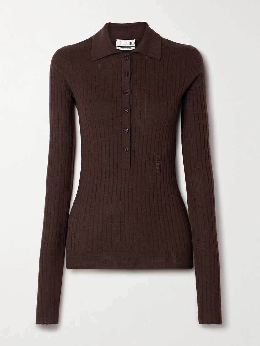 The Attico Ribbed Cashmere Polo Shirt
