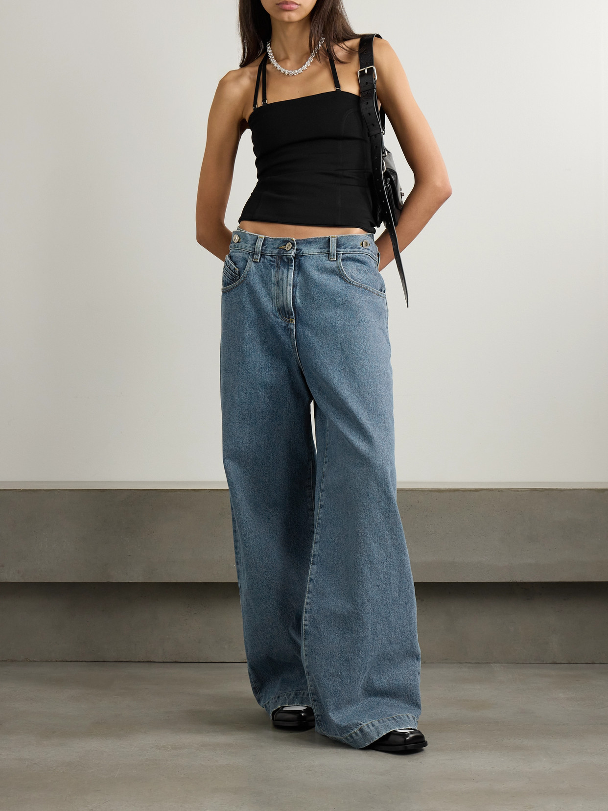 Attico Stretch-jersey Halterneck Top In Black