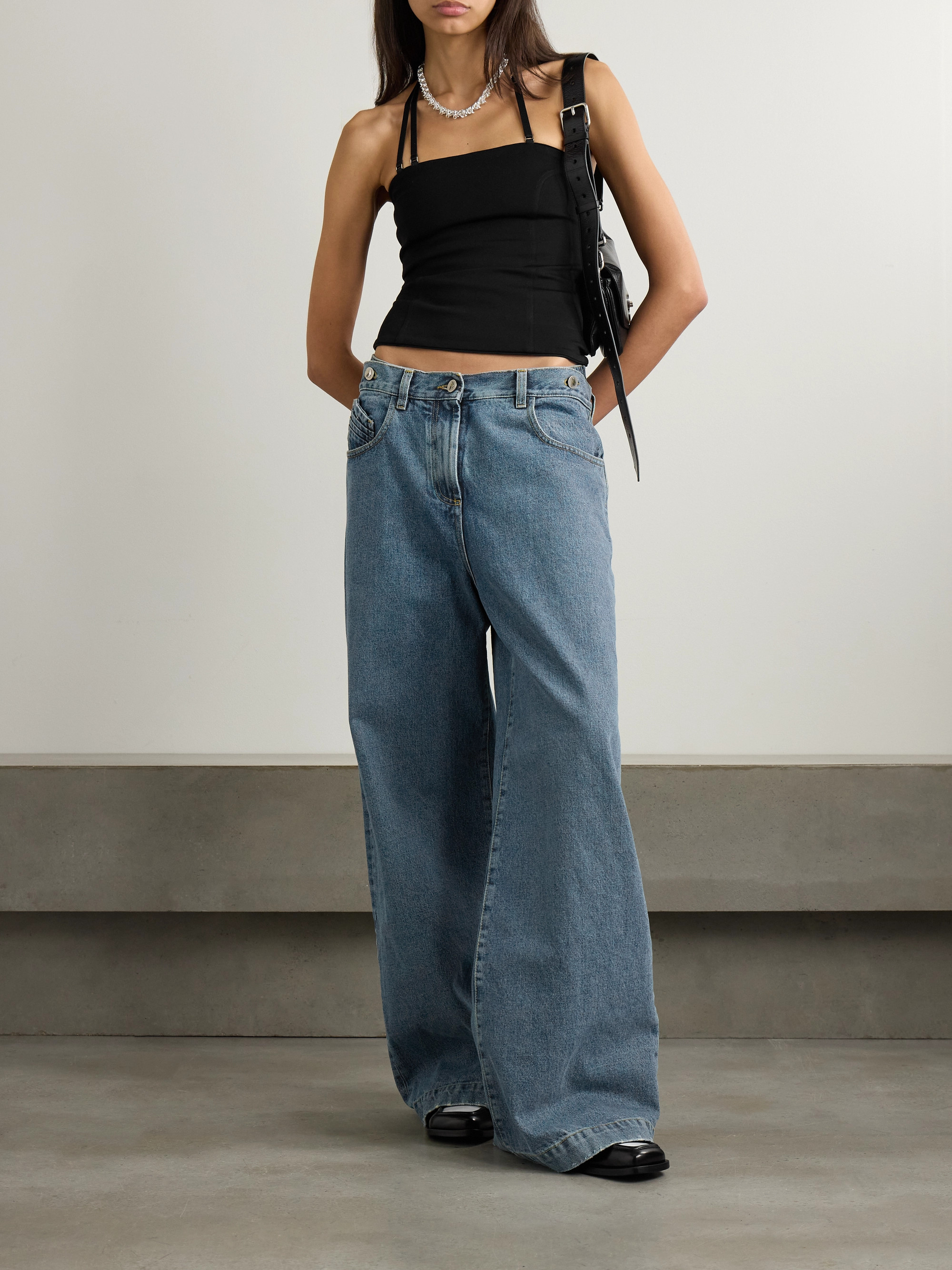 THE ATTICO Stretch-jersey halterneck top