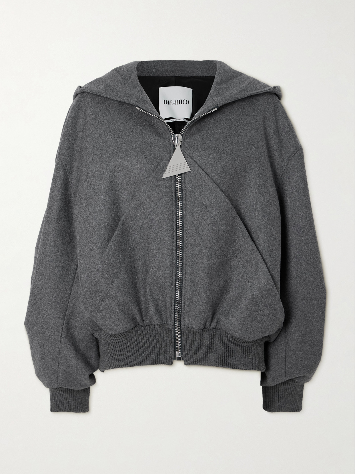 The Attico - Oversized Wool-blend Hooded Bomber Jacket - Gray