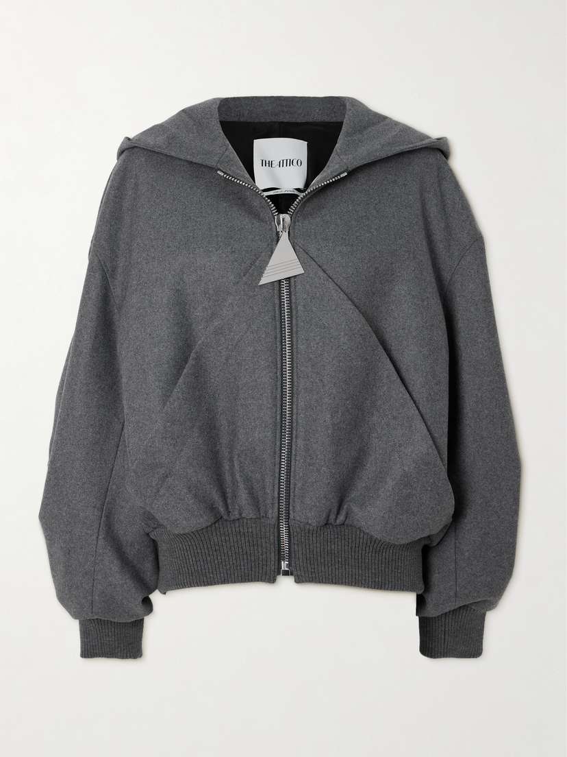 The Attico Oversized Wool-blend Hooded Bomber Jacket