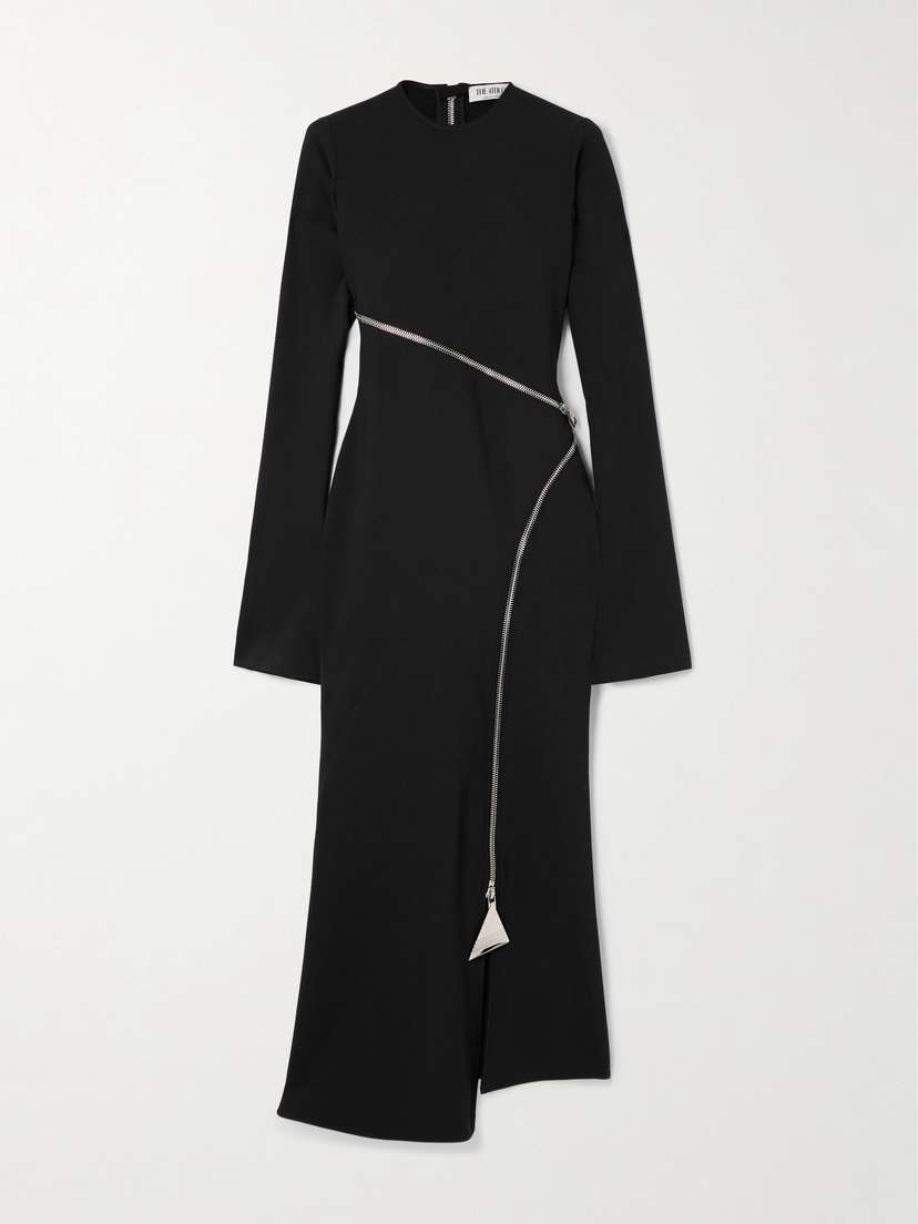 The Attico Zip-embellished Stretch-crepe Midi Dress