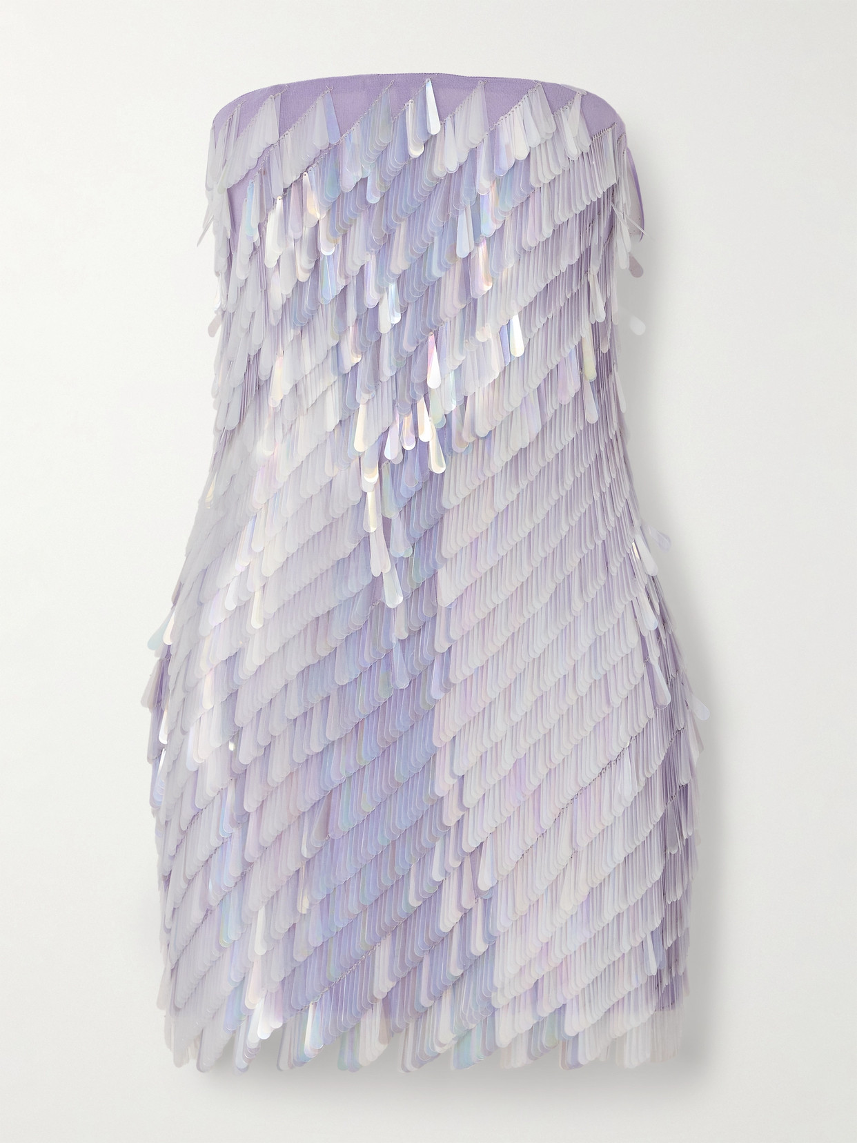 The Attico - Strapless Embellished Crepe De Chine Mini Dress - Purple
