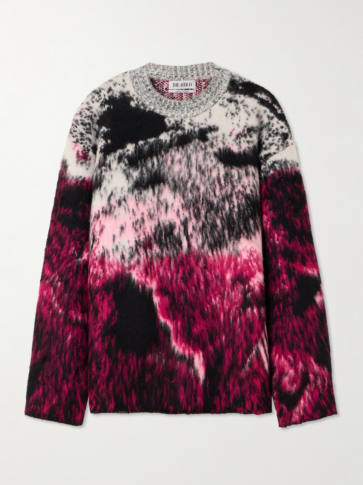 Attico Oversized Wool-blend Jacquard Sweater In Pink