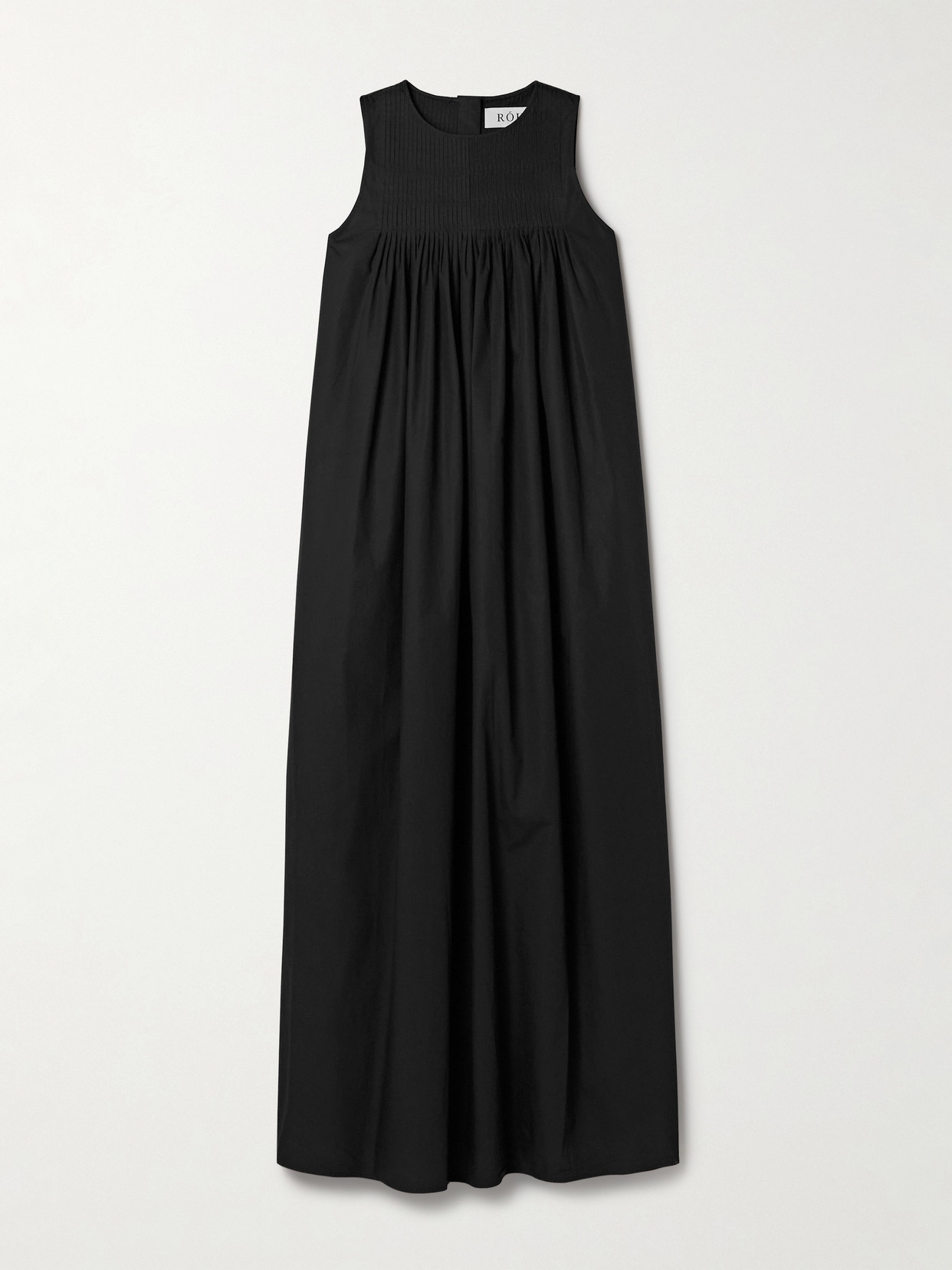 Rohe Pintucked Cotton-poplin Maxi Dress In Black