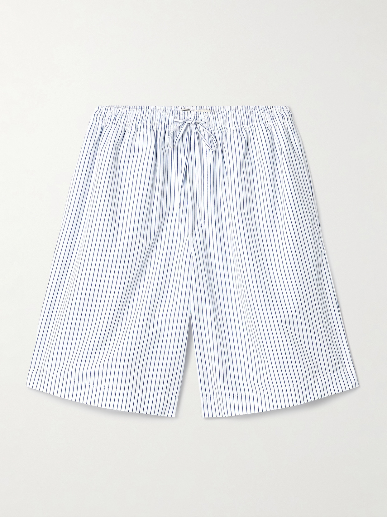 Shop Rohe Striped Cotton-poplin Shorts In White